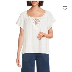 MAX STUDIO
Crochet Seersucker Top